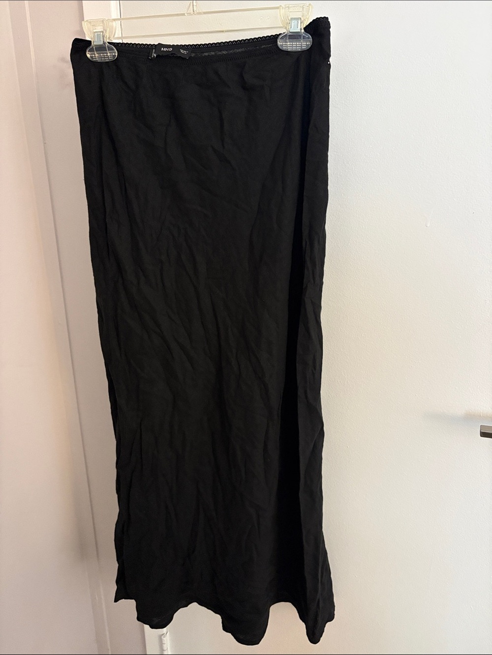 Mango Black Linen Maxi Skirt with Straight Silhouette